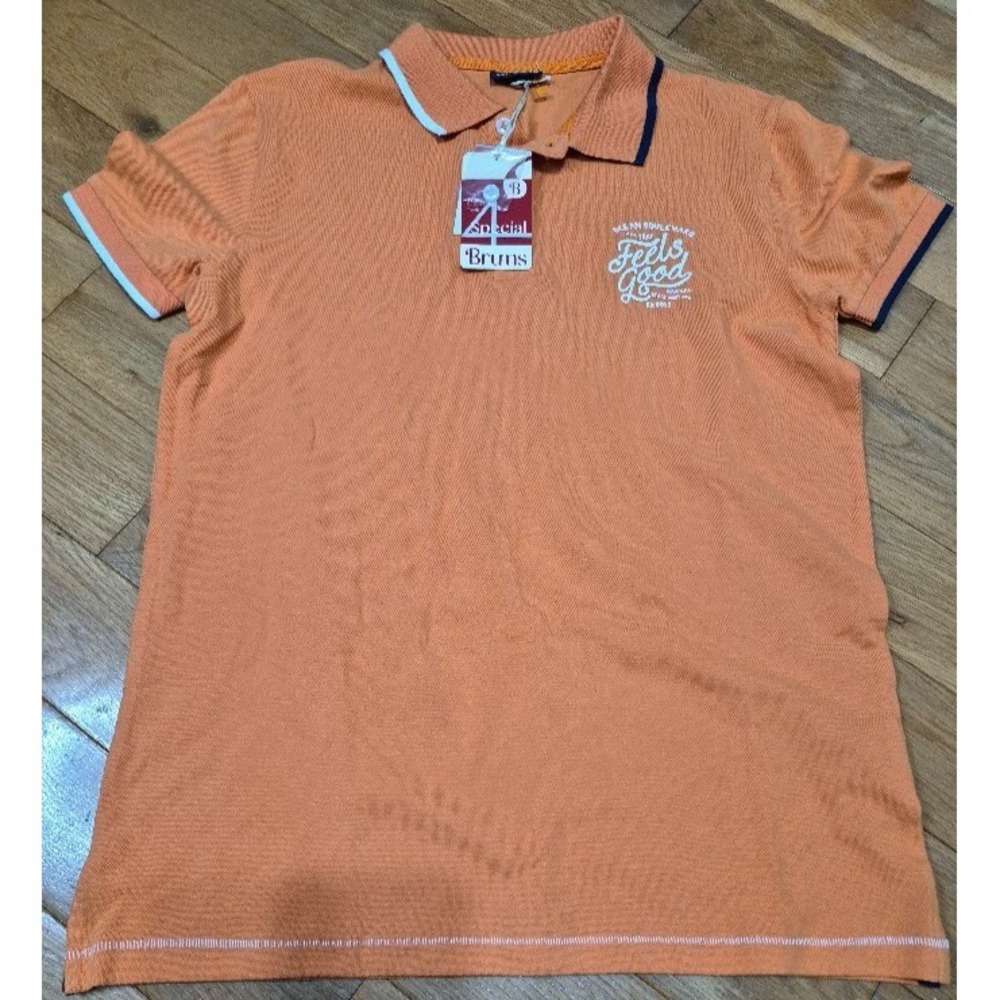 Brums Youth Polo Piquet Orange Shirt Size 16 Brums Beach Vibes New